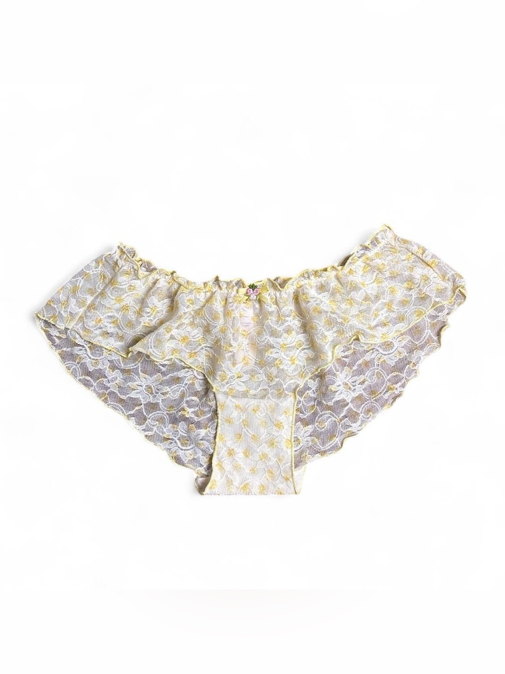 NWT Yellow & White Lace Ruffled Panties by Victoria’s Secret